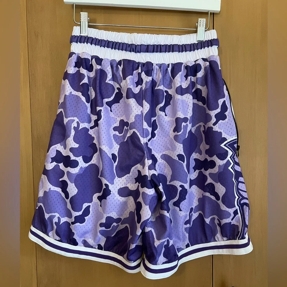 Project X ladies basketball shorts medium. Hawaiian style Camo. Purple. - Picture 5 of 8